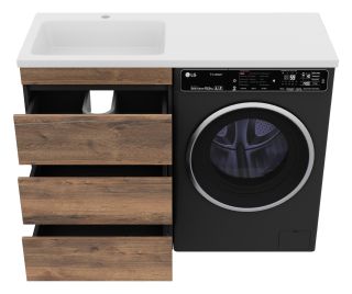 Напольная тумба под раковину Misty Коломбо под стиральную машину 60см дуб Галифакс/антрацит